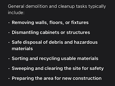 Demolition & Clean up